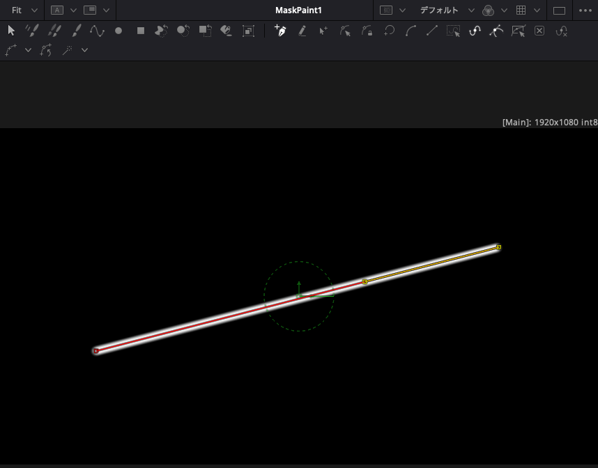 Fusionビューア上で2点をクリックしてPolylineStrokeの直線を描いた画面